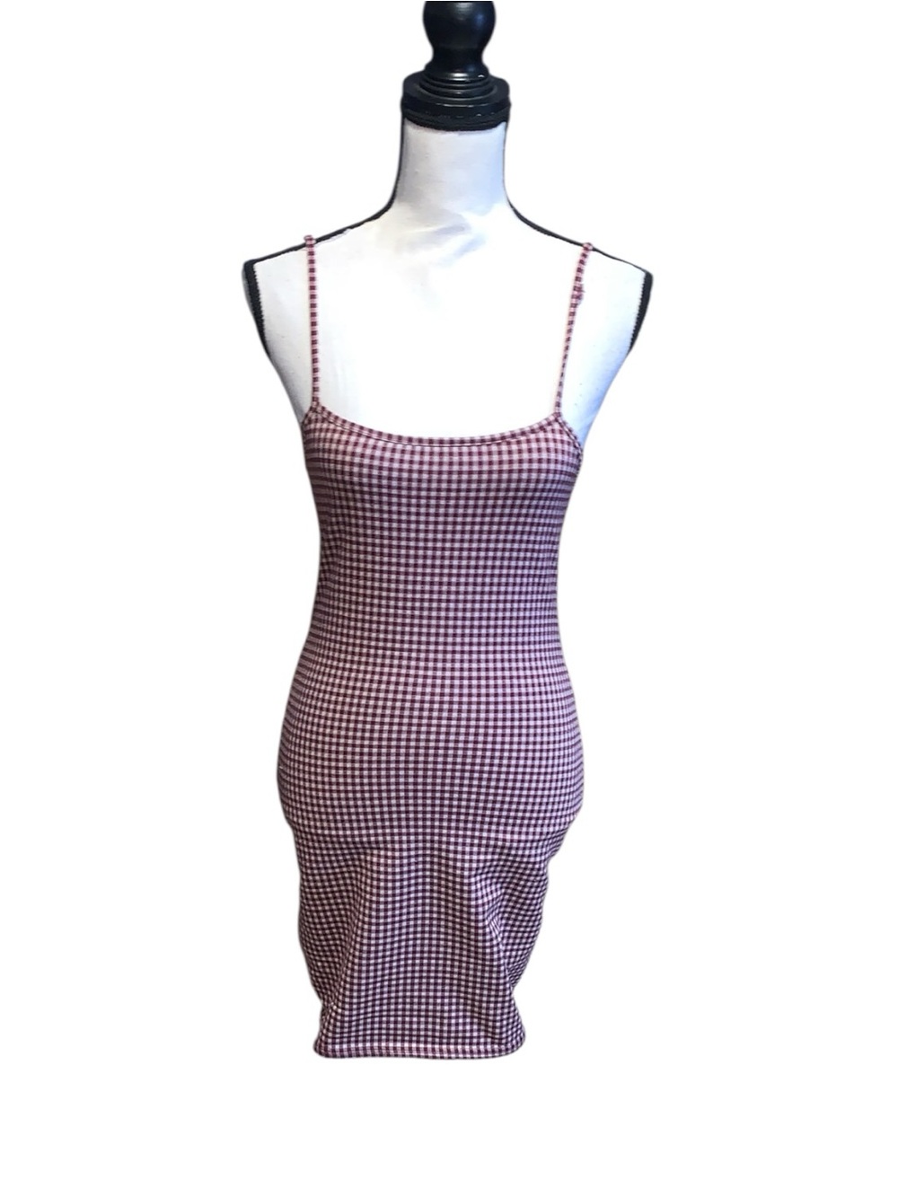 Missguided Red and White Gingham Spaghetti Strap Bodycon Mini Dress